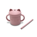 Vaso de Silicona con Asas y Pajita Deep PINK